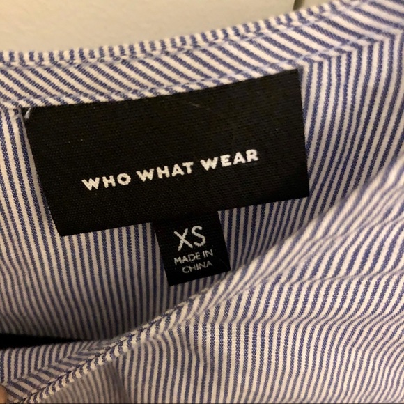 White & Blue Striped w/Ruffle Sleeves XS - Picture 4 of 5